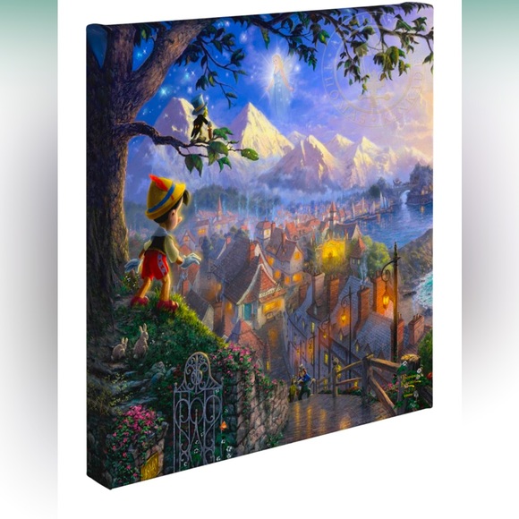 Thomas KinkadeDisney Pinocchio Wishes Upon A Star 14”x14” Gallery Wrapped Canvas - Picture 1 of 3